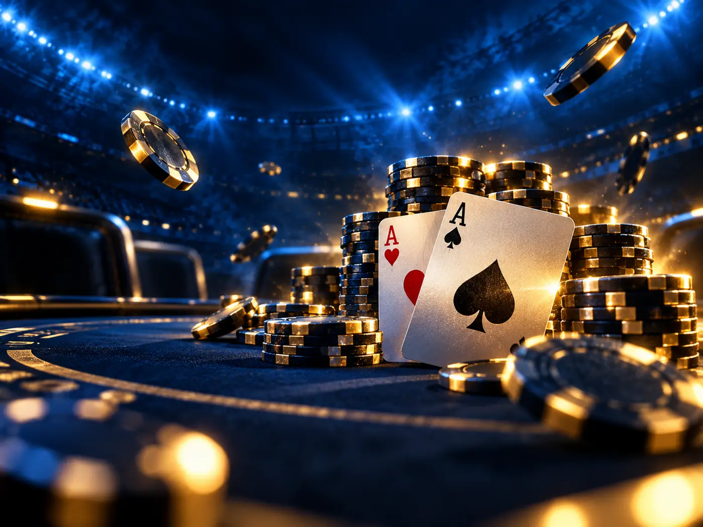 Table et jetons de poker