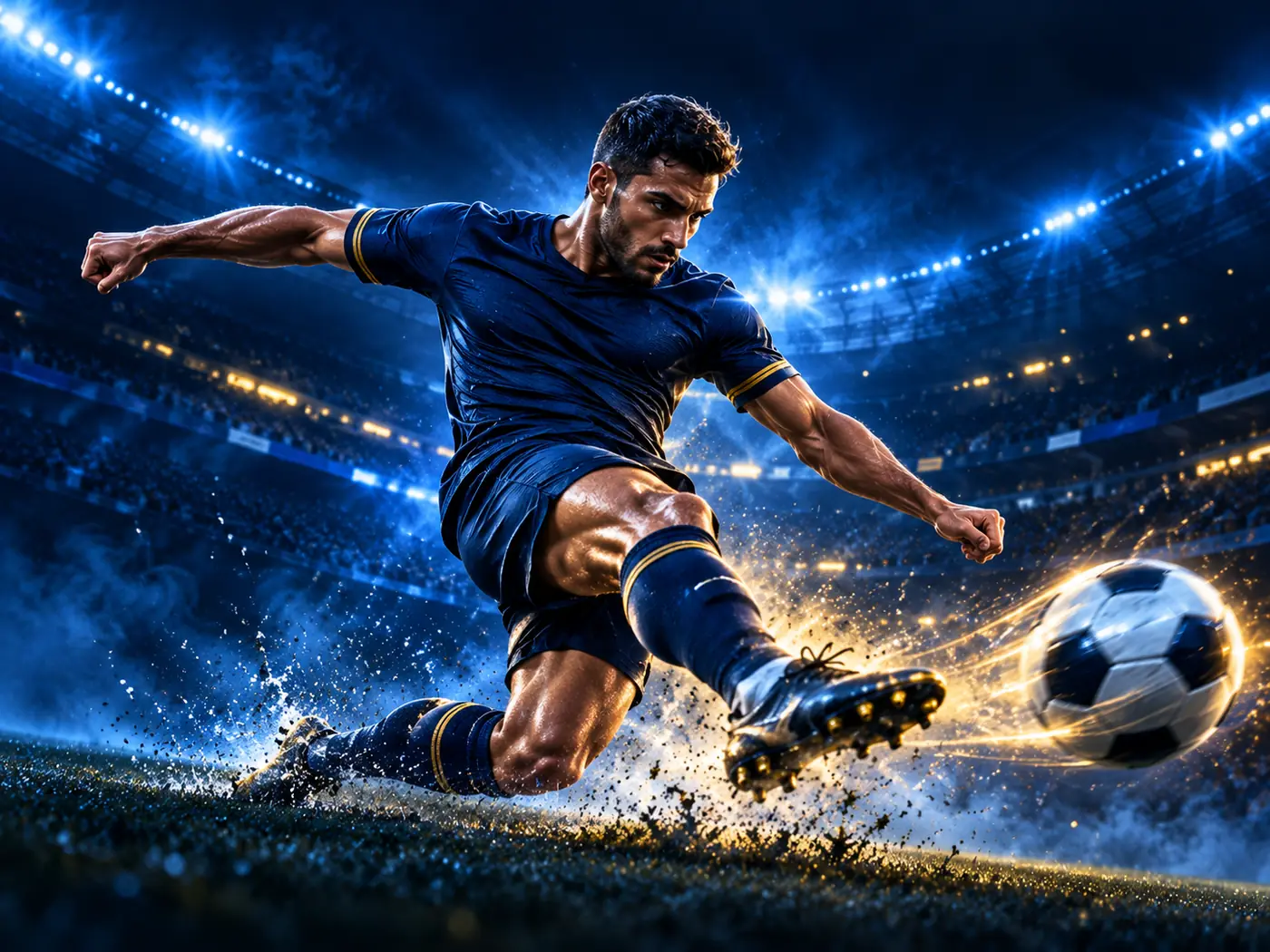 Joueur de football dans un stade